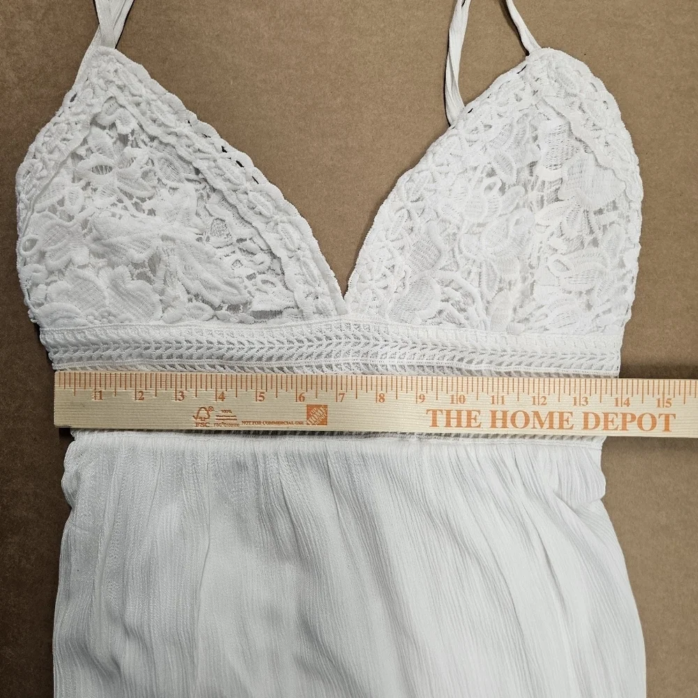 Rue 21 White Lace Babydoll Top Mini Dress Y2K Fairy Hippie Ethereal Boho Size L - Picture 11 of 14